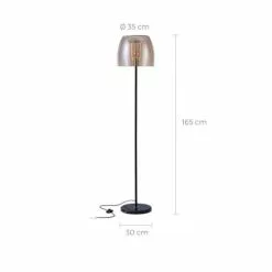 Rendez Vous Déco Lampadaires Lampadaire En Verre Fumé, Marbre Et Métal Noir -Luminaires Soldes Boutique lampadaire en verre fume marbre et metal noir 3