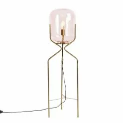 QAZQA Lampadaires Lampadaire En Verre Rose