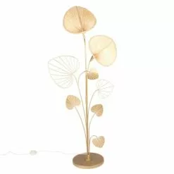 Maisons Du Monde Lampadaires Lampadaire Ginkgo En Métal Doré Et Bambou H145