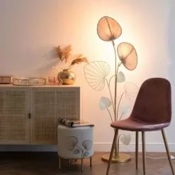 Maisons Du Monde Lampadaires Lampadaire Ginkgo En Métal Doré Et Bambou H145 -Luminaires Soldes Boutique lampadaire ginkgo en metal dore et bambou h145 1000 5 16 204770 2