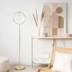 Maisons Du Monde Lampadaires Lampadaire Globe En Verre Et Métal Doré -Luminaires Soldes Boutique lampadaire globe en verre et metal dore 1000 11 25 211134 4