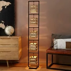 Maisons Du Monde Lampadaires Lampadaire Indus En Métal Noir Et Manguier H153 -Luminaires Soldes Boutique lampadaire indus en metal noir et manguier h153 1000 14 9 177375 8