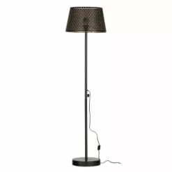 Woood Lampadaires Lampadaire Lampe Sur Pied Métal Noir Et Doré