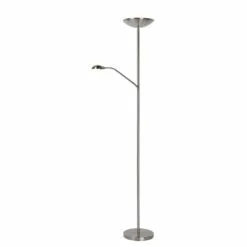 Lucide Lampadaires Lampadaire LED Avec Liseuse Métal Argent H180cm