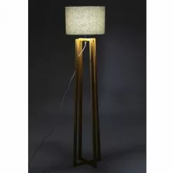 Wadiga Lampadaires Lampadaire Pied En Bois Et Abat-jour Gris -Luminaires Soldes Boutique lampadaire pied en bois et abat jour gris 4