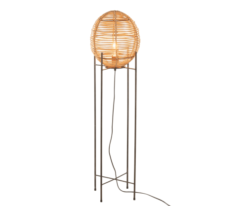 Meubles & Design Lampadaires Lampadaire Rond En Rotin Et Pied Métal Noir 2 Meubles & Design Lampadaires Lampadaire Rond En Rotin Et Pied Métal Noir – Image 2