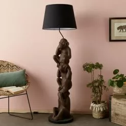 Maisons Du Monde Lampadaires Lampadaire Singe Et Abat-jour Noir H156 -Luminaires Soldes Boutique lampadaire singe et abat jour noir h156 1000 15 27 177393 6