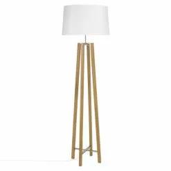 Maisons Du Monde Lampadaires Lampadaire Trépied En Chêne Et Abat-jour Blanc H160