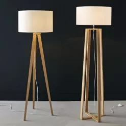 Maisons Du Monde Lampadaires Lampadaire Trépied En Frêne Avec Abat-jour En Coton Blanc H156 -Luminaires Soldes Boutique lampadaire trepied en frene avec abat jour en coton blanc h156 1000 11 1 154694 8