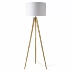 Maisons Du Monde Lampadaires Lampadaire Trépied En Frêne Et Abat-jour Noir H155 -Luminaires Soldes Boutique lampadaire trepied en frene avec abat jour en coton blanc h156 karlsen 1000 11 1 154694 2