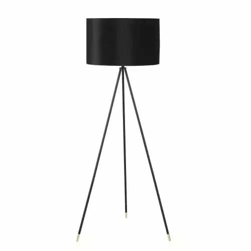 Maisons Du Monde Lampadaires Lampadaire Trépied En Métal Doré Et Noir, Abat-jour En Velours Noir H152 1 Maisons Du Monde Lampadaires Lampadaire Trépied En Métal Doré Et Noir, Abat-jour En Velours Noir H152