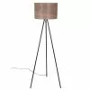 Maisons Du Monde Lampadaires Lampadaire Trépied En Métal Noir Et Abat-jour En Bois De Noyer Marron H146