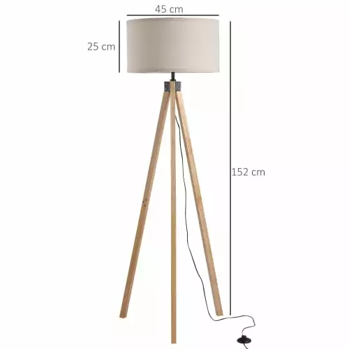 Homcom Lampadaires Lampadaire Trépied Style Scandinave H152 Cm Bois De Pin Lin Beige 3 Homcom Lampadaires Lampadaire Trépied Style Scandinave H152 Cm Bois De Pin Lin Beige – Image 3