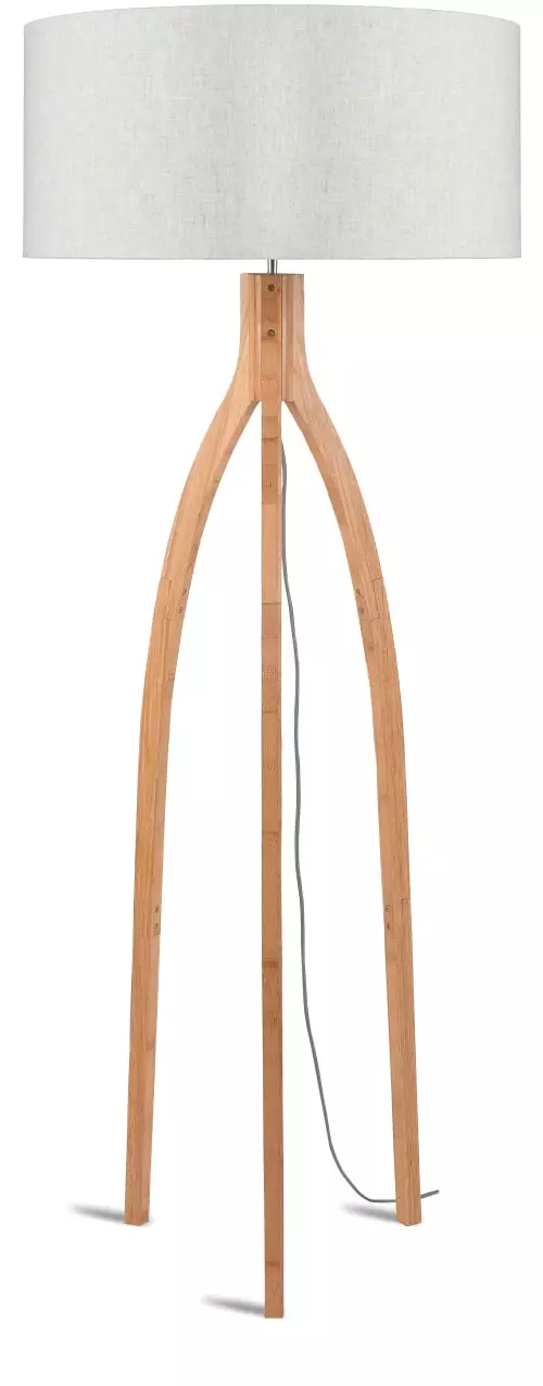 Good & Mojo Lampadaires Lampadaire Tripode Bambou Et Lin Naturel Blanc H160cm 6 Good & Mojo Lampadaires Lampadaire Tripode Bambou Et Lin Naturel Blanc H160cm – Image 6