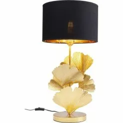 Kare Design Lampes à Poser Lampe 5 Feuilles De Ginkgo Acier Doré Et Abat-jour Coton Noir -Luminaires Soldes Boutique lampe 5 feuilles de ginkgo acier dore et abat jour coton noir 3