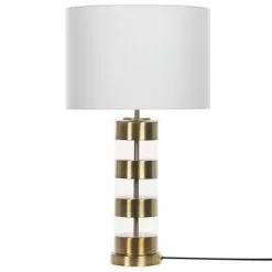Beliani Lampes à Poser Lampe à Poser Blanche Et Dorée 63 Cm