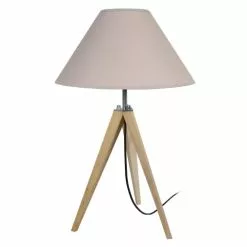 Tosel Lampes à Poser Lampe A Poser Bois Naturel Et Taupe
