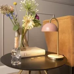 Present Time Lampes à Poser Lampe à Poser Dome Métal Rose -Luminaires Soldes Boutique lampe a poser dome metal rose 4