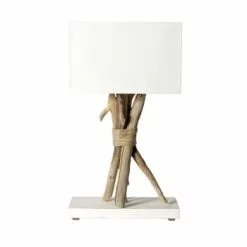 Coc'art Lampes à Poser Lampe à Poser En Bois Blanc Cassé -Luminaires Soldes Boutique lampe a poser en bois blanc
