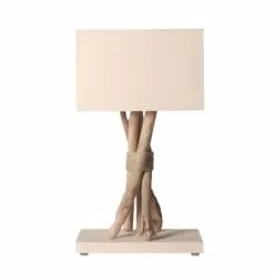 Coc'art Lampes à Poser Lampe à Poser En Bois Blanc Cassé -Luminaires Soldes Boutique lampe a poser en bois blanc casse 2