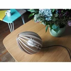 Gone's Lampes à Poser Lampe à Poser En Bois Chêne Naturel Avec Fil Blanc -Luminaires Soldes Boutique lampe a poser en bois chene naturel avec fil blanc 2