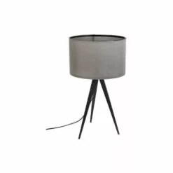 Zuiver Lampes à Poser Lampe à Poser En Bois Noir Et Abat Jour Gris
