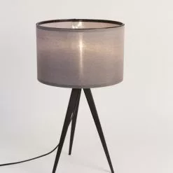 Zuiver Lampes à Poser Lampe à Poser En Bois Noir Et Abat Jour Gris -Luminaires Soldes Boutique lampe a poser en bois noir et abat jour gris 4