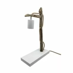 Coc'art Lampes à Poser Lampe à Poser En Bois Recyclé Taupe -Luminaires Soldes Boutique lampe a poser en bois recycle blanc