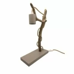 Coc'art Lampes à Poser Lampe à Poser En Bois Recyclé Gris -Luminaires Soldes Boutique lampe a poser en bois recycle taupe 5