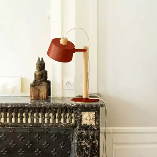 DIZY Design Lampes à Poser Lampe à Poser En Chêne Et Métal Terracotta 2 DIZY Design Lampes à Poser Lampe à Poser En Chêne Et Métal Terracotta – Image 2