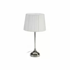 Wadiga Lampes à Poser Lampe à Poser En Métal Argenté Et Abat-jour Blanc H45cm -Luminaires Soldes Boutique lampe a poser en metal argente et abat jour blanc h45cm 2