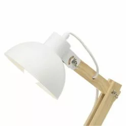 Luminaires Soldes Boutique -Luminaires Soldes Boutique lampe a poser metal blanc et bois naturel h59cm 2