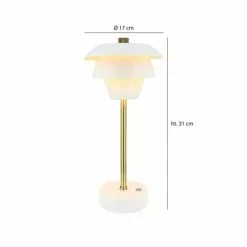 Pirouette Paris Lampes à Poser Lampe à Poser Rechargeable En Métal Blanc Et Doré H31 -Luminaires Soldes Boutique lampe a poser rechargeable en metal blanc et dore h31 5