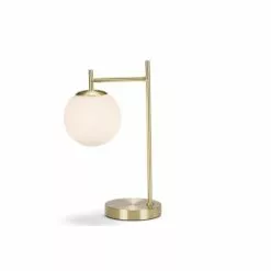 Wadiga Lampes à Poser Lampe à Poser Rétro Métal Doré Et Globe En Verre Blanchi H40cm -Luminaires Soldes Boutique lampe a poser retro metal dore et globe en verre blanchi h40cm 2