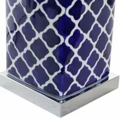 Wadiga Lampes à Poser Lampe à Poser Style Oriental En Porcelaine Bleue Et Blanche - 35x35x57 -Luminaires Soldes Boutique lampe a poser style oriental en porcelaine bleue et blanche 35x35x57 2
