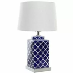 Wadiga Lampes à Poser Lampe à Poser Style Oriental En Porcelaine Bleue Et Blanche - 35x35x57