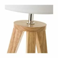 Wadiga Lampes à Poser Lampe à Poser Trépied Bois Et Abat-jour Blanc H33,5cm -Luminaires Soldes Boutique lampe a poser trepied bois et abat jour blanc h33 5cm 2
