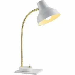 ATHM DESIGN Lampes à Poser Lampe Abat Jour Métal Et Pied Blanc -Luminaires Soldes Boutique lampe abat jour metal et pied blanc 2