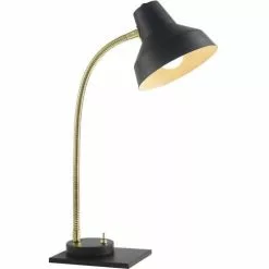 ATHM DESIGN Lampes à Poser Lampe Abat Jour Métal Et Pied Noir -Luminaires Soldes Boutique lampe abat jour metal et pied noir 2