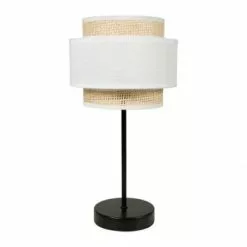 Jardideco Lampes à Poser Lampe Abat-jour Papier Rotin 3 Niveaux -Luminaires Soldes Boutique lampe abat jour papier rotin 3 niveaux blanc