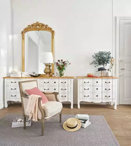 Maisons Du Monde Lampes à Poser Lampe Classique Sculptée Doré Vieilli Et Coton Blanc 3 Maisons Du Monde Lampes à Poser Lampe Classique Sculptée Doré Vieilli Et Coton Blanc – Image 3