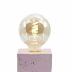 Junny Lampes à Poser Lampe Cube En Béton Rose Pastel Fabrication Artisanale