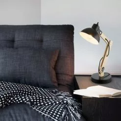 Globo Lampes à Poser Lampe De Bureau En Bois Noir -Luminaires Soldes Boutique lampe de bureau en bois noir 8