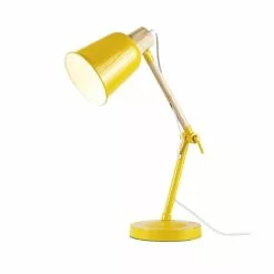 Maisons Du Monde Lampes De Chevet Enfant Lampe De Bureau En Métal Jaune Et Hévéa -Luminaires Soldes Boutique lampe de bureau en metal jaune et hevea 1000 7 22 181652 3