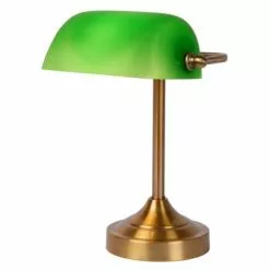 Lucide Lampes à Poser Lampe De Bureau Métal Et Verre Vert Bronze H30cm