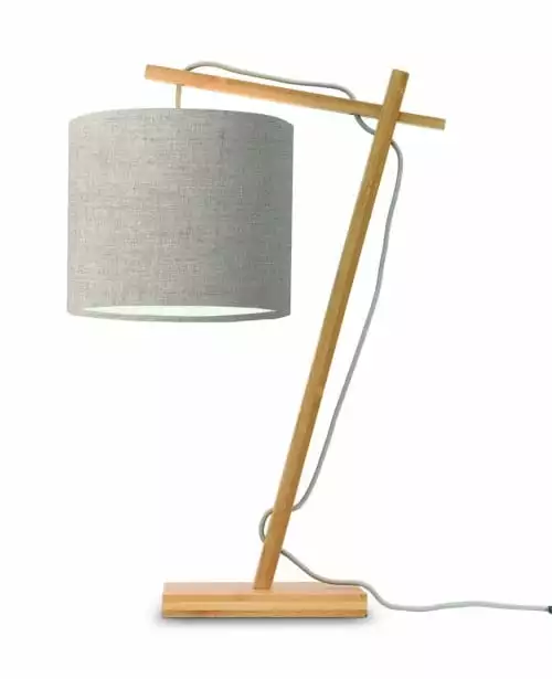 Good & Mojo Lampes à Poser Lampe De Table Bambou/lin H46cm 1 Good & Mojo Lampes à Poser Lampe De Table Bambou/lin H46cm