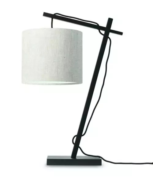 Good & Mojo Lampes à Poser Lampe De Table Bambou Noir/lin H46cm 1 Good & Mojo Lampes à Poser Lampe De Table Bambou Noir/lin H46cm