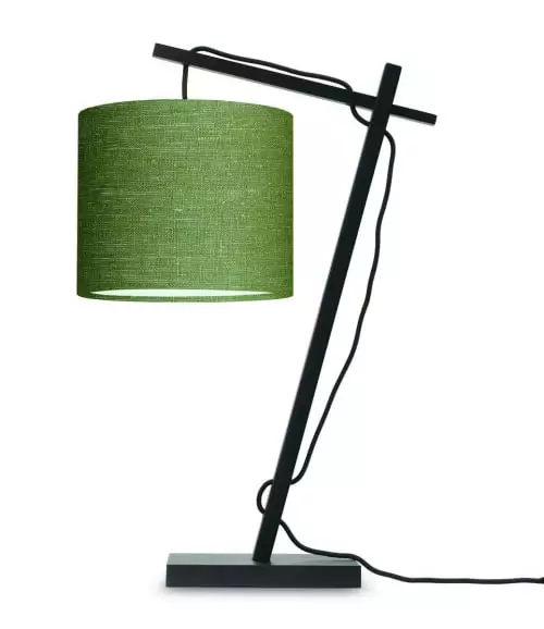 Good & Mojo Lampes à Poser Lampe De Table Bambou Noir/lin H46cm 1 Good & Mojo Lampes à Poser Lampe De Table Bambou Noir/lin H46cm