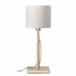Good & Mojo Lampes à Poser Lampe De Table En Bambou Abat-jour En Lin Lin Clair, H. 59cm -Luminaires Soldes Boutique lampe de table en bambou abat jour en lin lin clair h 59cm 5