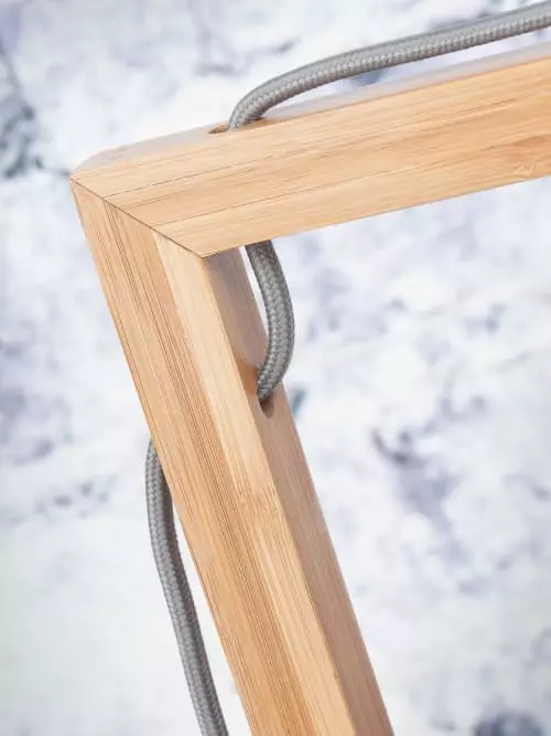 Good & Mojo Lampes à Poser Lampe De Table En Bambou Abat-jour En Lin Lin Foncé, H. 47cm 3 Good & Mojo Lampes à Poser Lampe De Table En Bambou Abat-jour En Lin Lin Foncé, H. 47cm – Image 3